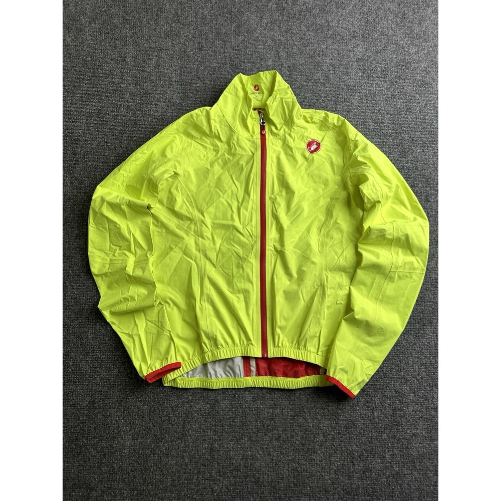 Men's Castelli Neon Yellow Cycling Windbreaker Rain Jacket, Size M